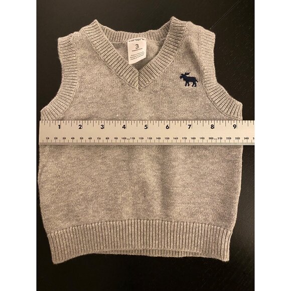 Carters Baby Infant 3mth Grey Knit Sweater Vest Boys V-Neck Church Holiday - Picture 7 of 9